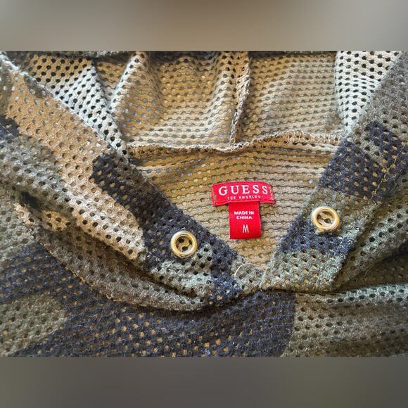 Guess Los Angeles Army Camo Mesh Cropped Y2K Street Style Long Sleeve Hoodie Med - Picture 3 of 8
